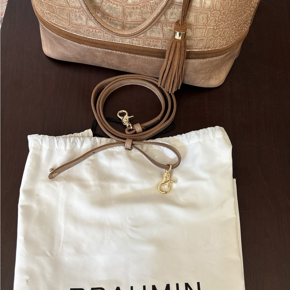 BRAHMIN large Duxbury satchel, Gold Artois, Croc embossed, shoulder strap - Picture 8 of 13
